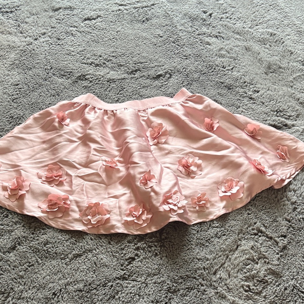 GAP Pink Floral Appliqué Twirl Skirt